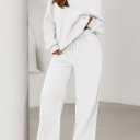 PRETTYGARDEN Women's 2 Piece Outfits Spring Sweatsuits Oversized Hoodies Wide Leg Sweatpants Tracksuits Lounge Matching Sets (White, L)