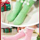 ramede Womens Fuzzy Slipper Socks with Gripper Winter Pastel Cozy Non Slip Winter Lined Warm Thick Soft Socks Gift (Orange Pink Green)