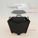 2 IN 1 BBQ Charcoal Grill & Fire Pit, Detachable Fire Pit, Portable Yakitori Hibachi Grill, Barbecue Stove for Camping Picnic Patio Backyard Tailgating, GS357