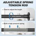 Black Shower Curtain Rod 31 to 80 Inch,1 Inch Diameter Adjustable Spring Tension Stainless Steel Telescoping Rod,Easy Install,No Rust