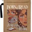 Born to Read Forced to Work Book Sleeve Pouch for Book Lovers Librarian, Black Girl Decor Gifts for Teacher Daughter Women, Bookish Group Club Book Cover Gifts 9x12 Inch