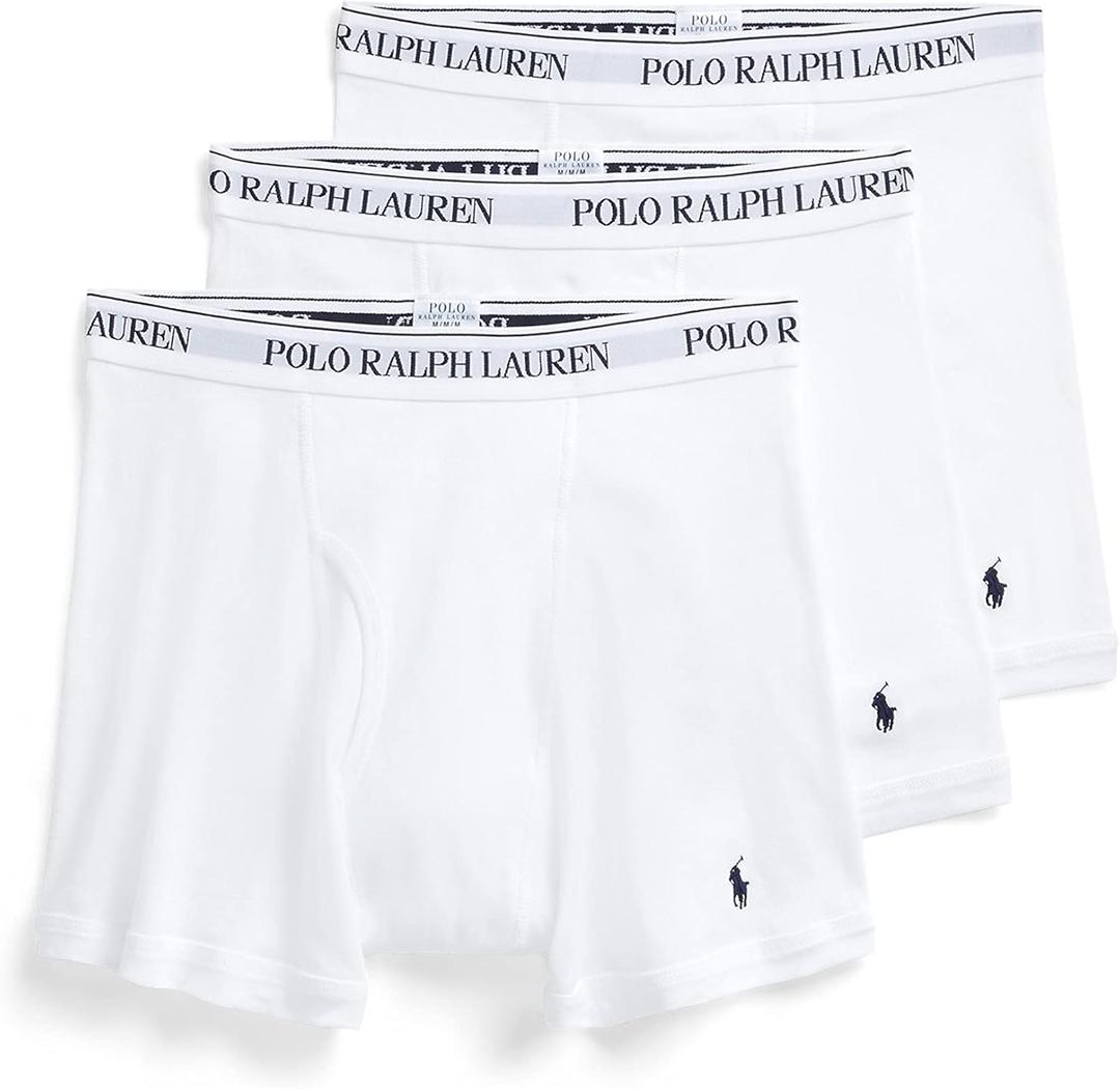 POLO RALPH LAUREN Men's Classic Fit Cotton Boxer Briefs, Trunks & Long Leg , 3-Pack