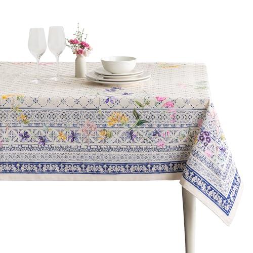 Maison d' Hermine Table Cloth Rectangle Table 100% Cotton 70 x 140 Inches Tablecloth Reusable Decorative for Dining Kitchen Room Farmhouse Home Gifts for Mothers Day Spring Summer - Faience