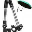 Bicycle Umbrella Holder for Wheelchair Walker, Heavy Duty Stainless Steel Adjustable Clamp Mount - Fits 0.8-1 inch Tubes (20-25mm), 360 Rotation Hands-Free Attachment for Stroller Scooter