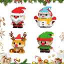 4 Pack Santa Claus Design Building Blocks Set, Christmas Theme Building Blocks Ornaments, Mini Building Figures, DIY Stocking Stuffers, Xmas New Year Birthday Gifts (Set B)