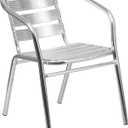 Flash Furniture Heavy Duty Commercial Aluminum Indoor-Outdoor Restaurant Stack Chair with Triple Slat Back