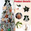 Soulchen 24 Pcs Neutral Velvet Christmas Ornaments Decor Kit 2.36 Inch 12 Christmas Tree Ornaments Balls 12 Vintage Green and Brown Velvet Bows for Xmas Tree Home Decor