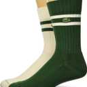 Lacoste Men's Striped Tube Socks (2-Pack) (6.5-9, Green / White)