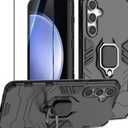 Btstring Case Compatible with Samsung Galaxy S23 FE 5G, with Screen Protector Tempered Glass, Shockproof Phone Case with Stand, Heavy Duty Personalised Case Cover Support Magnetic Car Holder, Black