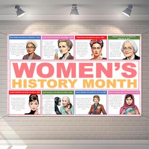 Women’s History Month Bulletin Board Decorations Photo Booth Backdrop International Women’s Day Poster Famous Women Inspirational School Classroom Office Wall Decor, 3.6ft*5.9ft