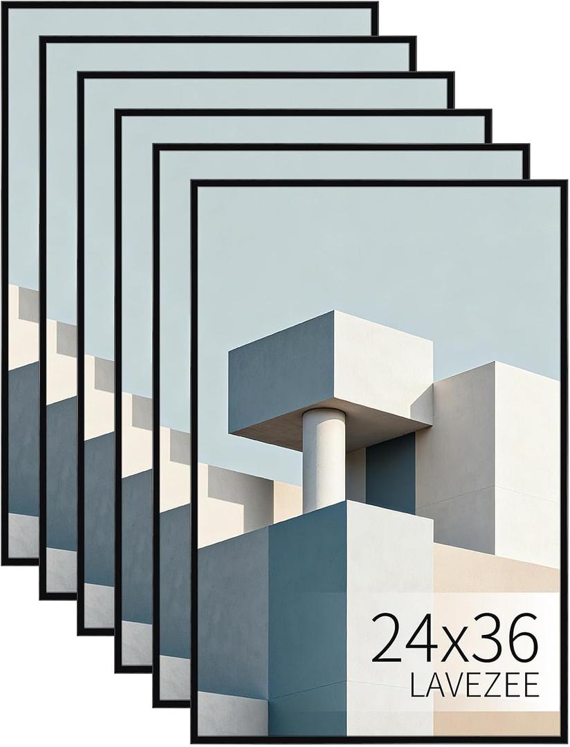 Lavezee 24x36 Poster Frame 6 Packs, Lightweight Poster Frames Display 24 x 36 Inch Photo Picture Artwork for Wall