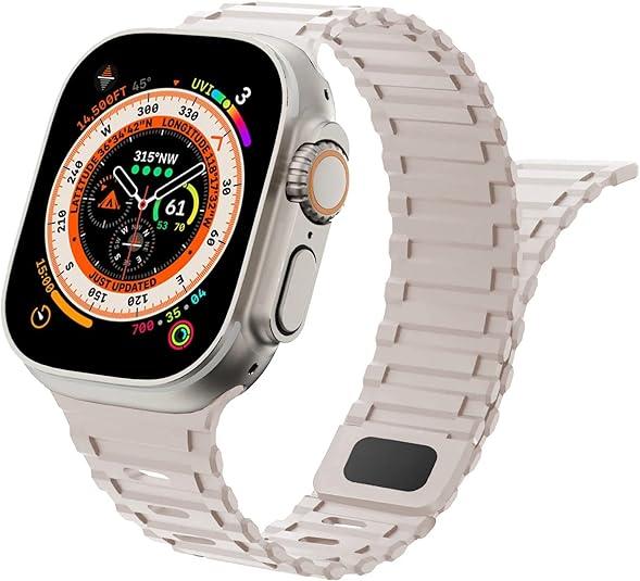 Silicone Magnetic Band Compatible with Apple Watch for 38mm 40mm 41mm 42mm 44mm 45mm 46mm 49mm, Sport Strap Soft Replacement Wristband for iWatch Ultra 3 2 1 Series 11 10 9 SE 8 7 6 5 4