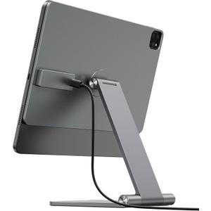 [Upgrade] KU XIU Magnetic Wireless Charging Stand for iPad Pro/Air 11 M2, Foldable Aluminum Alloy Tablet Holder Mount for Desk, Adjustable Tablet Stand for iPad Pro 11 1st/2nd/3rd/4th,Air 10.9 4th/5th