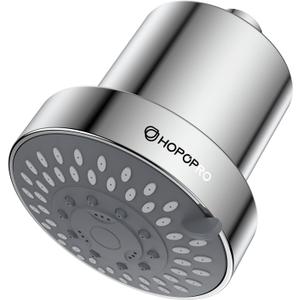 Filtered Shower Head with 5 Modes, HOPOPRO High Pressure Showerhead with Filter, 2-In-1 Fixed Showerhead Filter for Hard Water, Remove 99% Chlorine, Improves Skin Hair Condition (4 Inch Silver) (Chrome Polished)