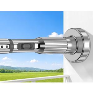 Heavy Duty Tension Curtain Rod No Drilling 41-166 Inch One-Click Adjustable
