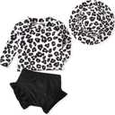 HINTINA Newborn Baby Girl Long Sleeve Swimsuit Bathing Suit with Hat (0-3 Months, Leopard)