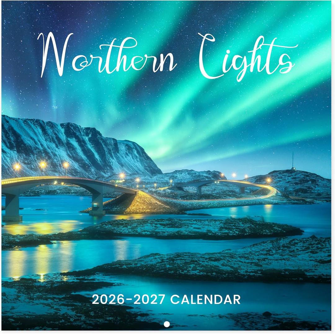 2026-2027 Calendar - 18-Month Wall Calendar 2026-2027 from Jan. 2026 - Jun. 2027, 2026 Wall Calendar, 12" x 24"(open), Calendars with Unruled Blocks, Holidays, Thick Paper for Organizing & Planning - Northern Lights
