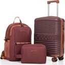 Carry on Luggage 22x14x9 Airline Approved, Suitcases with Wheels Hardshell, Lightweight Hardside Luggage Set with TSA Lock, 20Inch Burgundy Carry on Suitcase