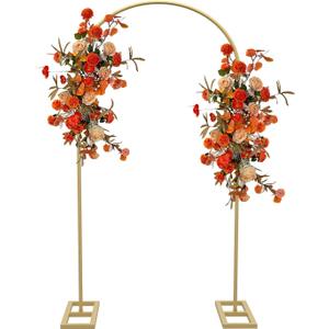 Queension Arch Backdrop Stand 6.6FT, Metal Wedding Arch Stand with Base for Ceremony, Balloon Arched Backdrop Frame for Birthday Party Baby Shower Celebration Decorations, Gold