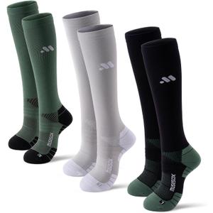 Compression Socks for Women and Men,Knee High 15-20mmHg Graduated Support(3 Pairs) Best for Nurses,Pregnant,Travel, Large