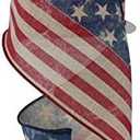Craig Bachman 4" x 10 Yards Stars and Stripes Royal Burlap Ribbon, Wired Edge American Flag Patriotic Ribbon for Fourth of July Wreaths, Bows, DIY Crafts, RG1917A7