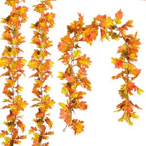 DearHouse 6 Pack Fall Garland Maple Leaf Clearance, 5.9Ft/Piece Hanging Vine Artificial Autumn Garland Thanksgiving Decor for Home Wedding Fireplace Party Christmas (Yellow)