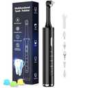 Tooth Polisher, Rechargeable Teeth Polisher with 5 Brush Heads, 4 Speed Modes, Tooth Whitening Kit for Cleaning and Polishing, LED Light, 3 Polish Pastes, IPX6 Waterproof Teeth Cleaning Tools, Black