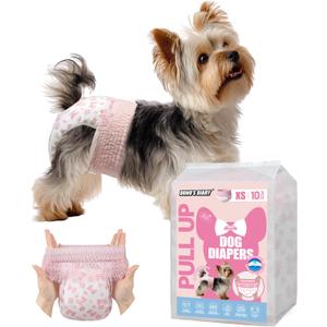 Dono Disposable Pull It Up Female Dog Diapers, 360 Stretchy Waist Puppy Diapers, Super-Absorbent Doggie Diapers with Rapid-Dry Technology Leak-Proof Design for Doggy in Heat Period, XS 10 Pcs
