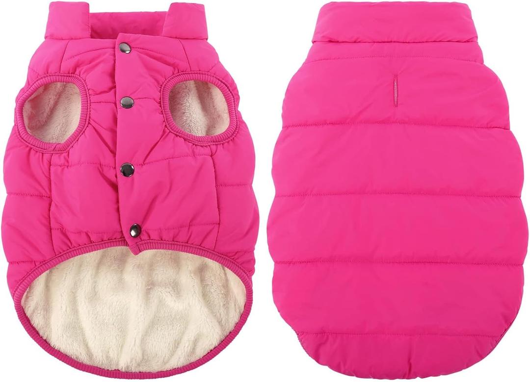ASENKU Dog Winter Coat - Waterproof Windproof Dog Jacket, Warm Snowproof Doggie Puffer Vest for Cold Weather, Lightweight Snow Coats for Small Medium Large Dogs (Pink, M)