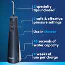 Waterpik Cordless Pulse 3100 Rechargeable Portable Water Flosser for Teeth, Gums, Braces Care and Travel with 2 Flossing Tips, Waterproof for Shower Use, ADA Accepted, WF-20 Blue