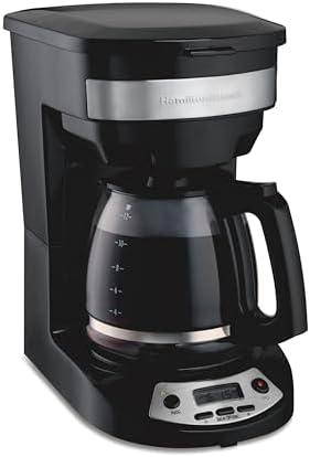 Hamilton Beach 12 Cup Programmable Coffee Maker, Brew Options, Glass Carafe (46299), Black with Stainless Accents