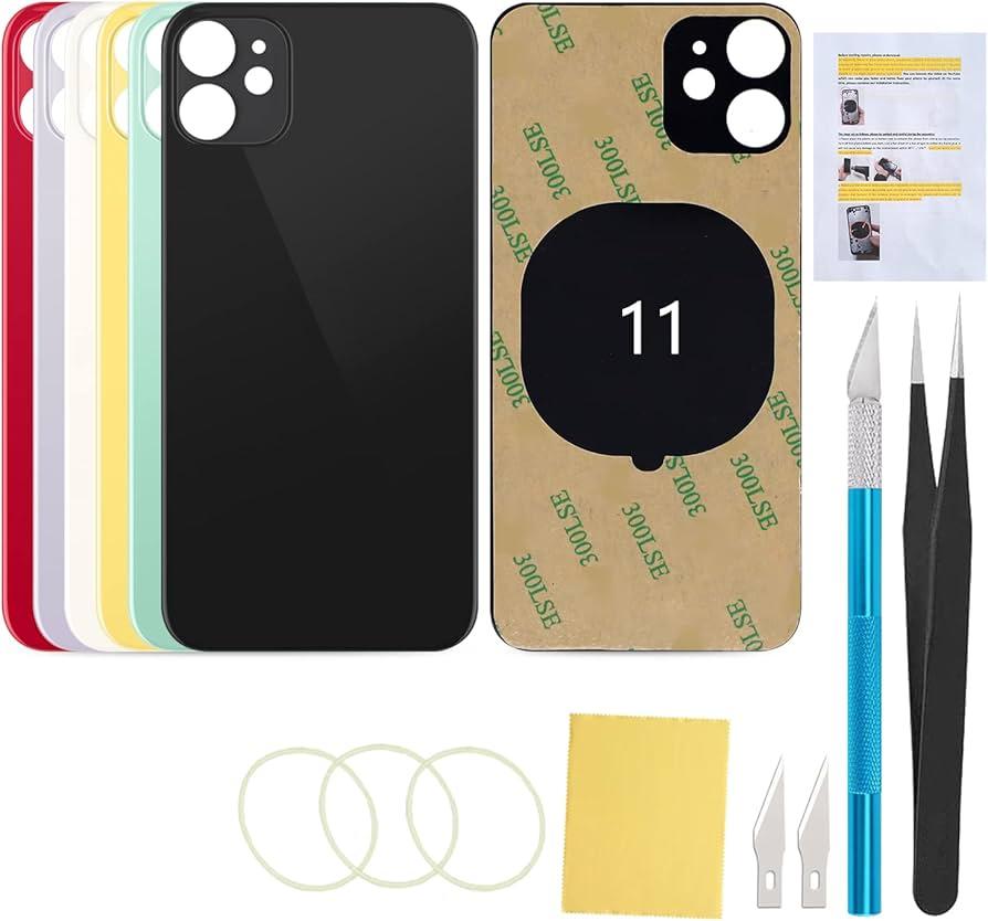 UooFide Back Cover Glass Replacement Compatible with iPhone 11 6.1-Inches All Carriers with Repair Tool Set (Black)