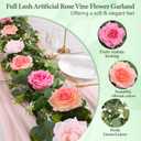 Livole 2Pcs 13 Ft Artificial Flower Garlands Real Touch Fake Floral Silk Pink Rose Garland Hanging Vine for Wedding Table Centerpieces Party Arch Ceremony Garlands Backdrop Decor