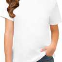 ZDC Girls Short Sleeve Shirts Crewneck T Shirts Kids Summer Tops Basic Tees 5-14 Years (White)