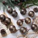 12 Pcs 2.36 Inch Christmas Vintage Rusty Textured Balls Ornaments Neutral Earth Tone Copper Rustic Plastic Shatterproof Hanging Ball Ornaments for Xmas Tree Table Home Decor (Classic)