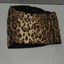 Women's Leopard Cheetah Sequin Strapless Tube Top Glitter Sleeveless Bandeau Crop Tops Night Out Clothes (Brown)