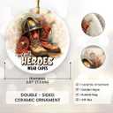 3 x Christmas Firefighter Gifts 2025 - Ceramic Hero Firefighter Christmas Ornament for Tree Decorations, Appreciation Fire Fighter Gifts for Men Husband, Coworkers Friends, Fireman Gift for Men Women