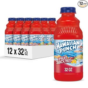 2x Hawaiian Punch Fruit Juicy Red Fruit Juice Drink, 32 Fl Oz Bottle (Pack Of 12), Caffeine-free, Carbonation-free, Gluten-free, Excellent Source Of Vitamin C, Less Than 100 Calories , Best By 09/10/26