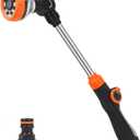 Watering Wand, 18.5 Inches Long Garden Hose Wand with 180° Swivel Head, 8 Spray Patterns, Adjustable Garden Sprayer Wand with Nozzle