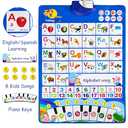 Bilingual Learning Toys for Toddlers Kids: Electronic Interactive Alphabet Wall Chart | Talking ABC, 123, English, Spanish, Piano Poster | Educational Gifts for Age 1 2 3 4 5 Year Old Baby boy Girl