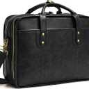 Bosidu Leather Briefcases for Men 15.6 Inch Business Computer Bag Laptop Bag for Men Water Resistance Travel Messenger Bag | Leather, 15.6 Inch, Business, Water Resistance, Travel (Black)