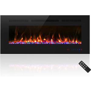 Cheerway 42 inch Electric Fireplace with Heater, Wall Mounted & Recessed Electric Fireplace Insert, Linear Wall Fireplace w/Thermostat, 1313 Flame Color, Remote & Touch Control w/Timer, 750W/1500W