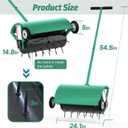 24 Inch Rolling Lawn Aerator, Heavy Duty Manual Aerator Tool, Up to 70 lbs, Push Spike Aeration Tool with 42 Spikes, Suitable for Lawns, Garden, and Yard Grass Aeration [Green]