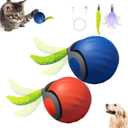 2Packs Speedy 2.0 Tail Cat Toys for Bored Indoor Adult Cats,2025 New Generation Interactive Cat Toys for Indoor Cats,Automatic Moving Ball with Tail,Blue and Orange