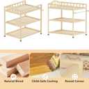 Infant Changing Table in Natural, Solid Wood Structure with Weight Capacity Up to 30LBS, Portable Changing Station for Baby Nursery, New Zealand Pinewood, 32.6"W x 23.6"D x 35"H
