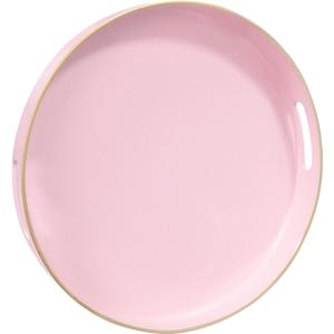 MAONAME 13" Round Tray, Pink Serving Tray with Handles, Modern Decorative Trays for Coffee Table, Plastic Ottoman Trays for Ottoman, Bathroom, Decor
