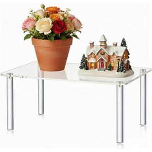 Acrylic Rectangular Display Riser  Extral Large 6mm Thick Clear Plant Stand & Shelf Riser for Decor, Collectibles, Kitchen Organization, Shoe Displays (Generous Extra-Large Size)
