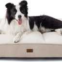 Bedsure SupportMax Orthopedic Dog Beds Large Sized Dog - Extra Thick Supportive Large Dogs Bed with Waterproof Washable Cover, L Plus Comfort Pet Sofa with Soft Sherpa and Nonskid Bottom, Beige, 38" (Cream)