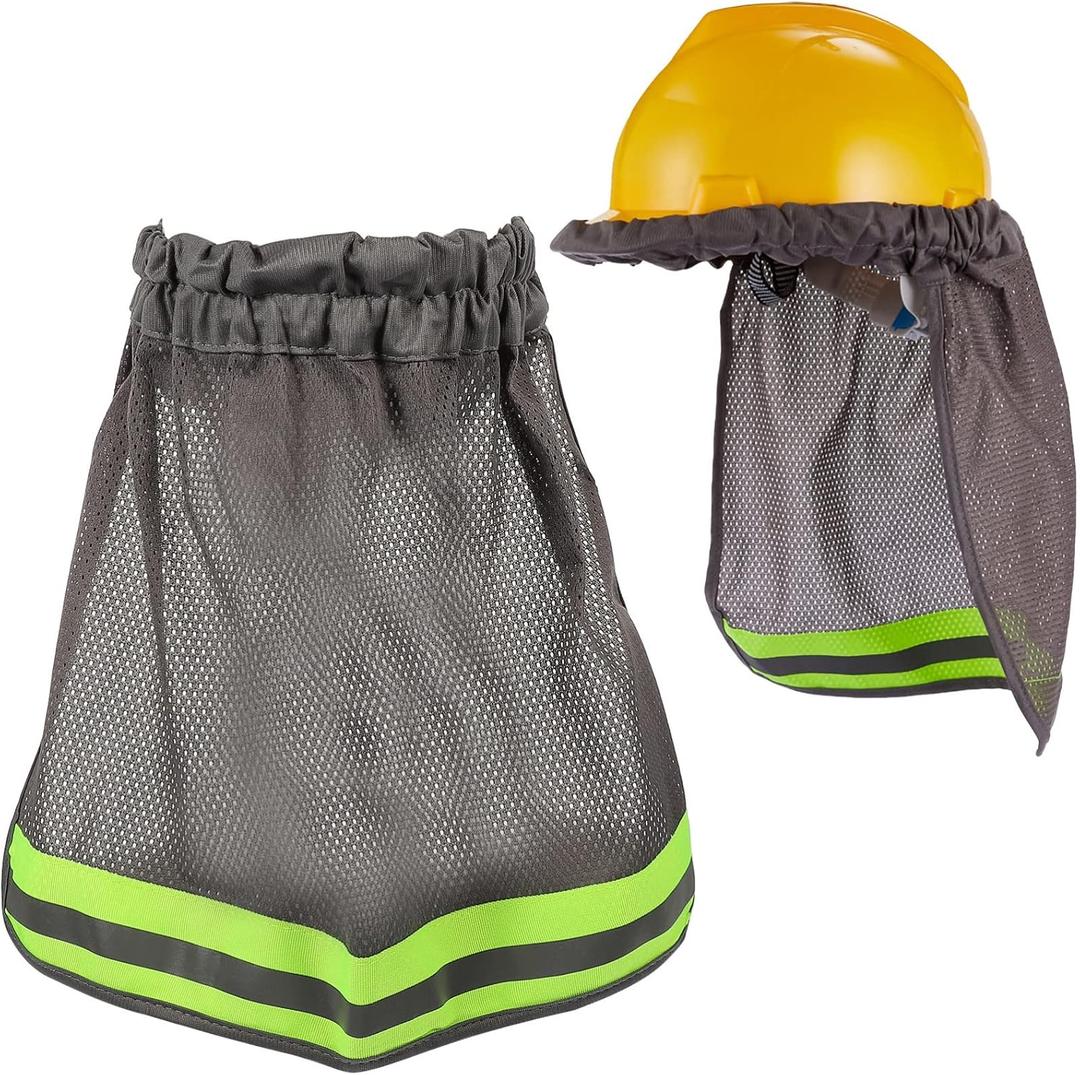 Hard Hat Neck Shade, Reflective Mesh Neck Shield for Outdoor Construction Workers, Polyester (40X30X3CM, Grey)