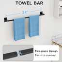 Matte Black Bathroom Accessories Set, KLJKPA 4 Pieces Bathroom Hardware Set, 24 inch Towel Bar, Towel Racks for Bathroom, Robe Towel Hooks, Toilet Paper Holder Wall Mounted